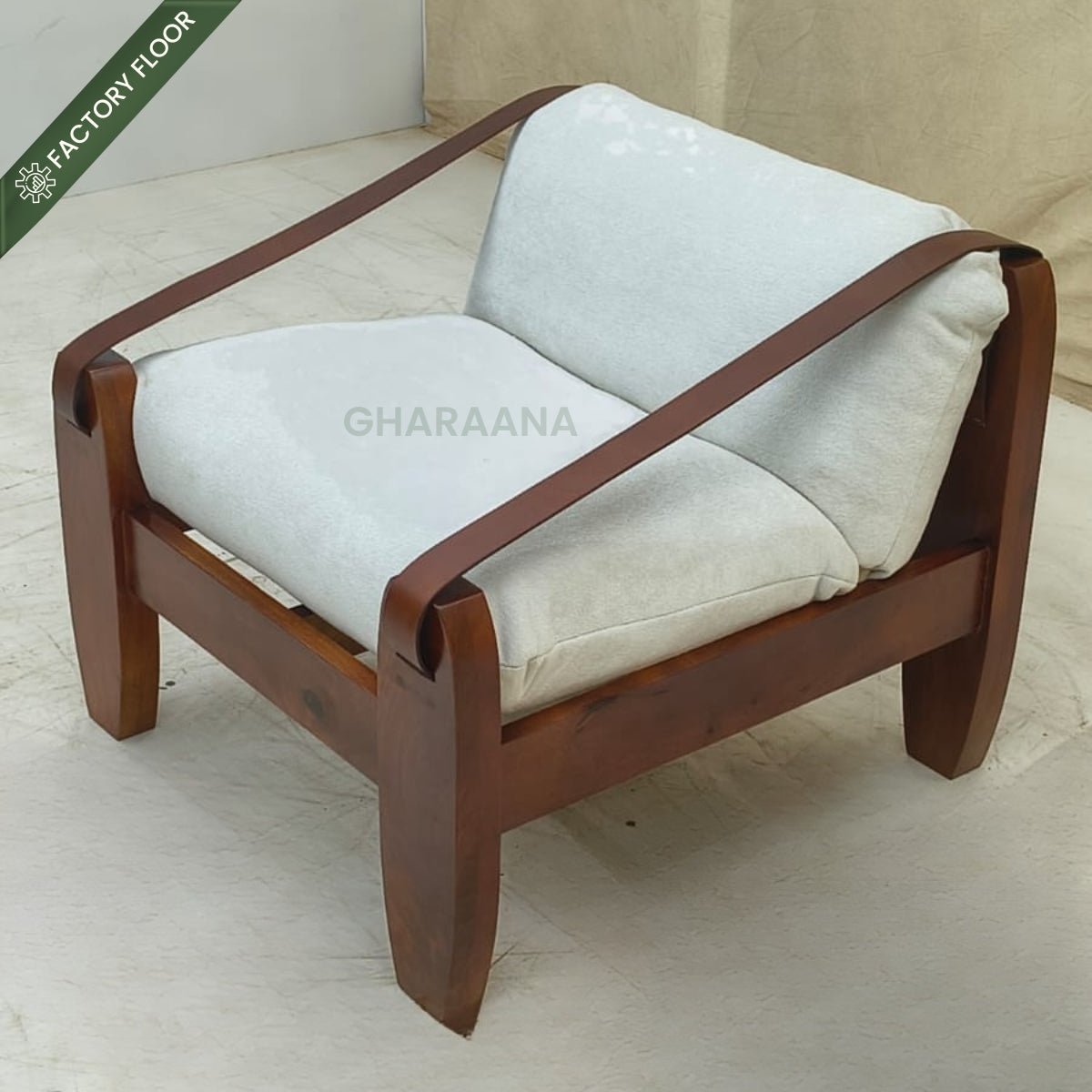 Prive Wooden Plush Armchair - Armchairs - Gharaana
