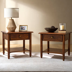 Lavanya Wooden Bedside Table - Bedsides - Gharaana