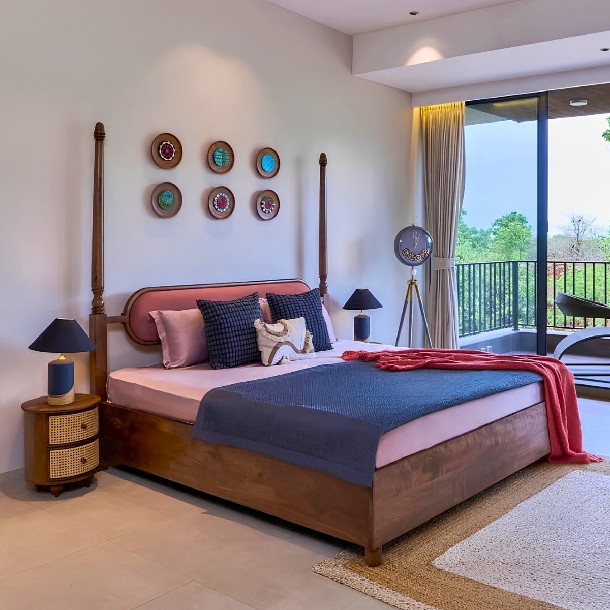 Aqua 100% Solid Wood Bed - Beds - Gharaana