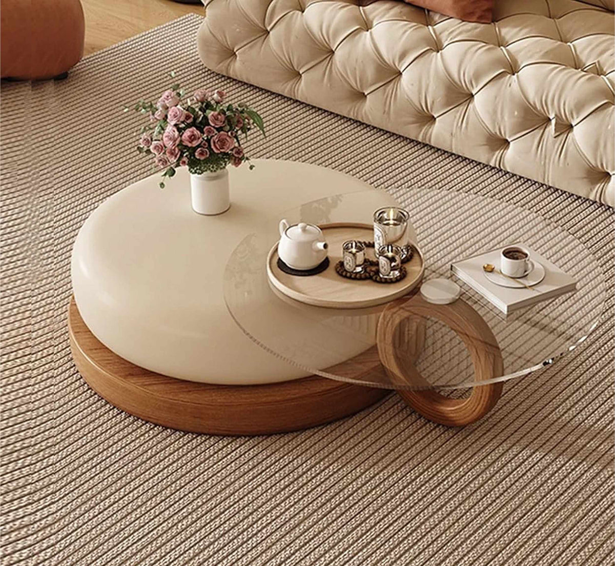 Amiya Glass and Metal Nesting Centre Tables - Centre Tables - Gharaana
