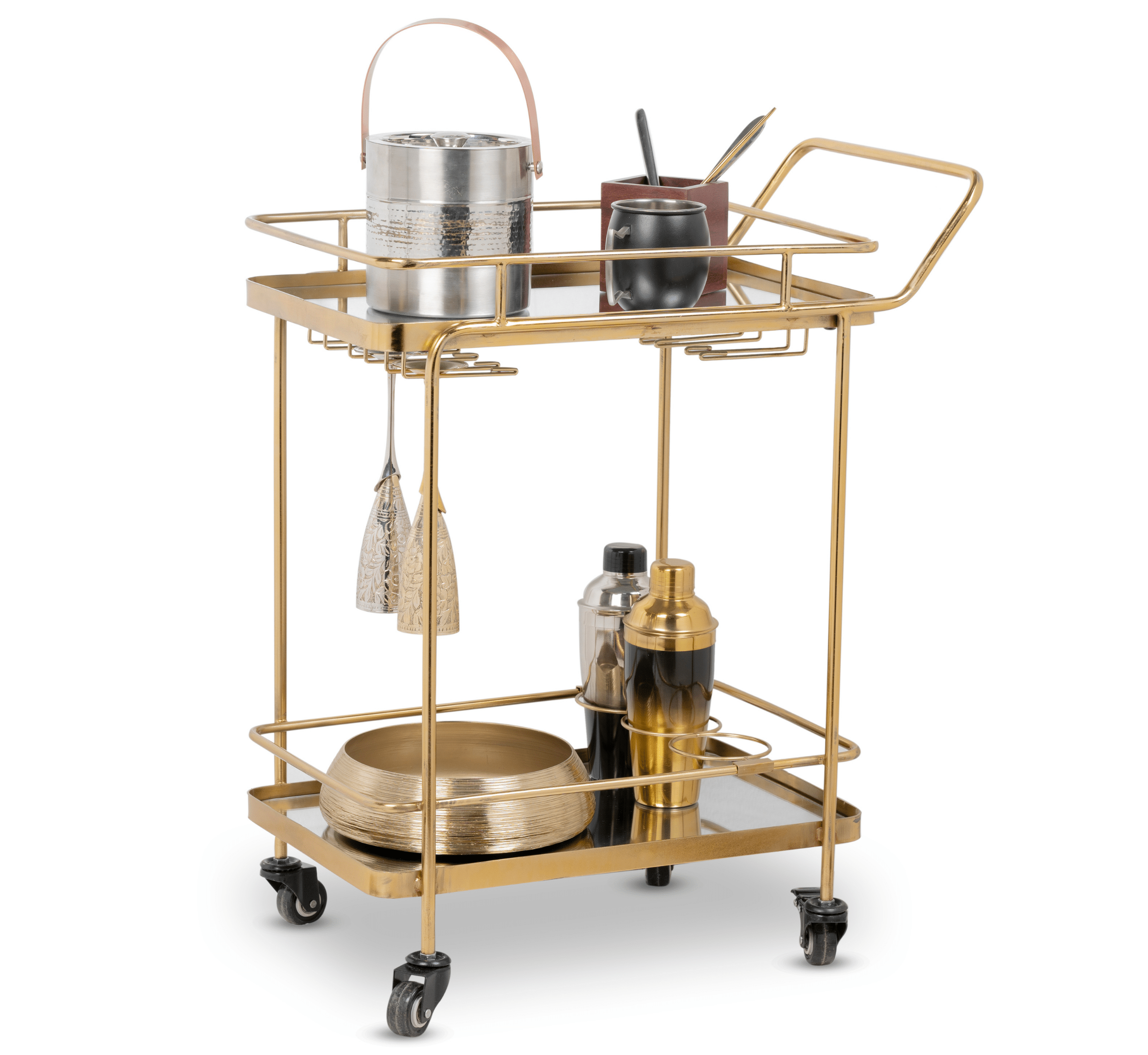 Gharaana Trolleys Panache 2-Tier Clear Glass Bar Trolley