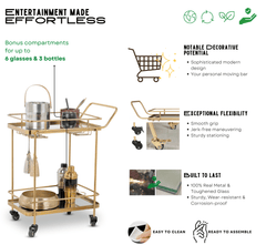 Panache 2-Tier Clear Glass Bar Trolley
