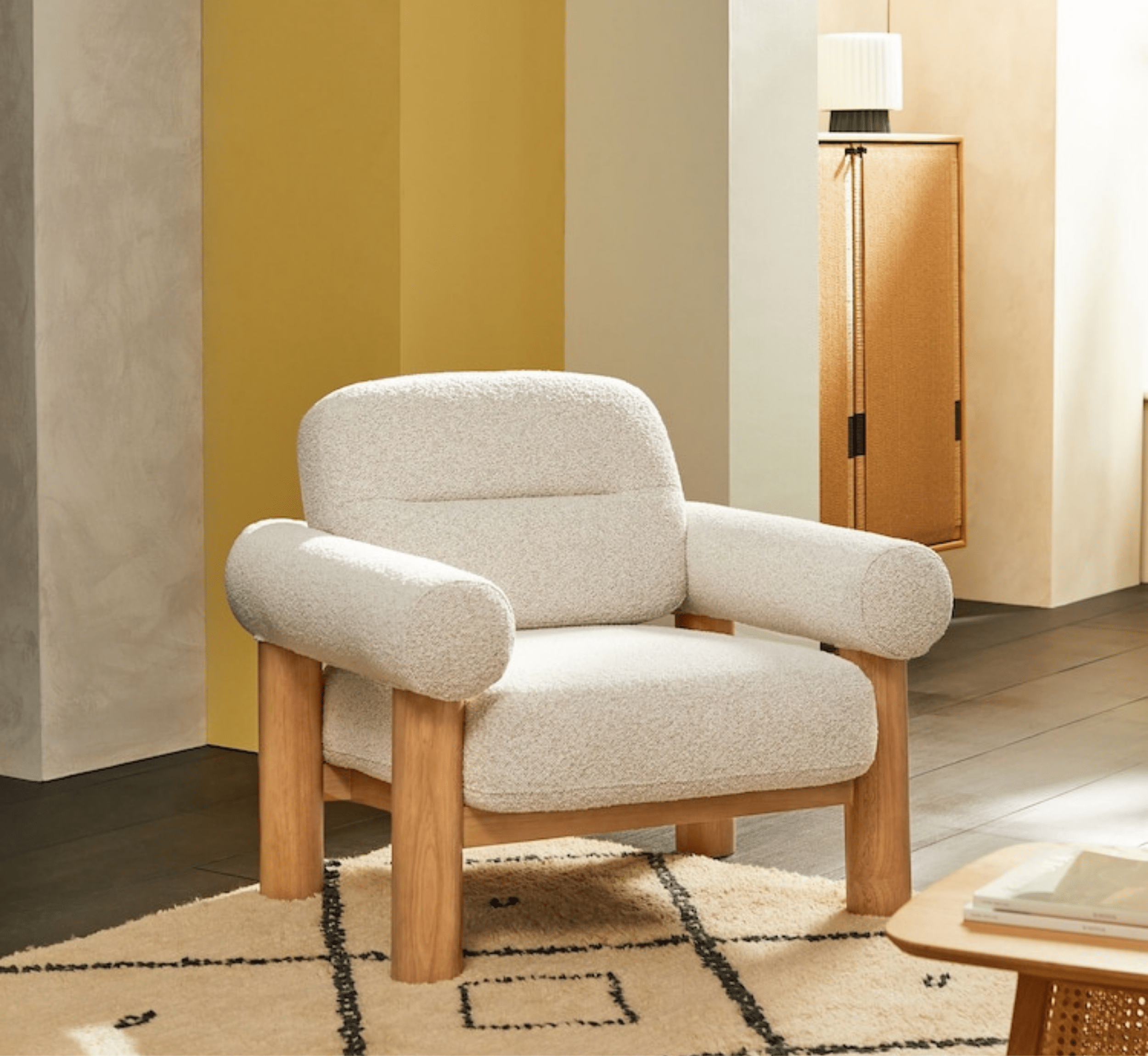Gharaana Armchairs Casa Wooden Plush Armchair