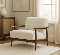 Kiyan Wooden Plush Armchair - Armchairs - Gharaana