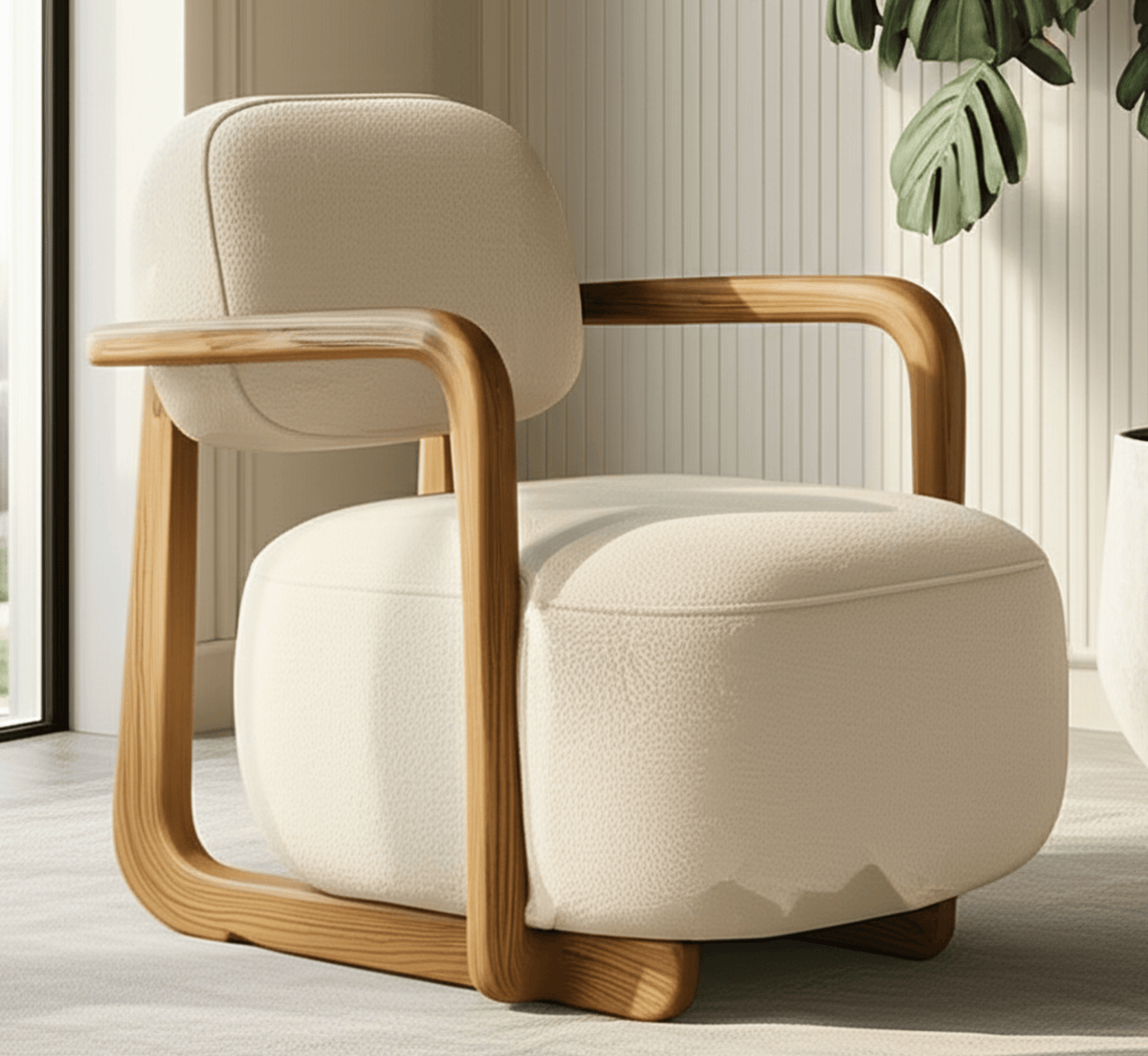 Gharaana Armchairs Ojas Wooden Plush Armchair