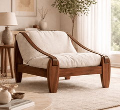 Gharaana Armchairs Prive Wooden Plush Armchair