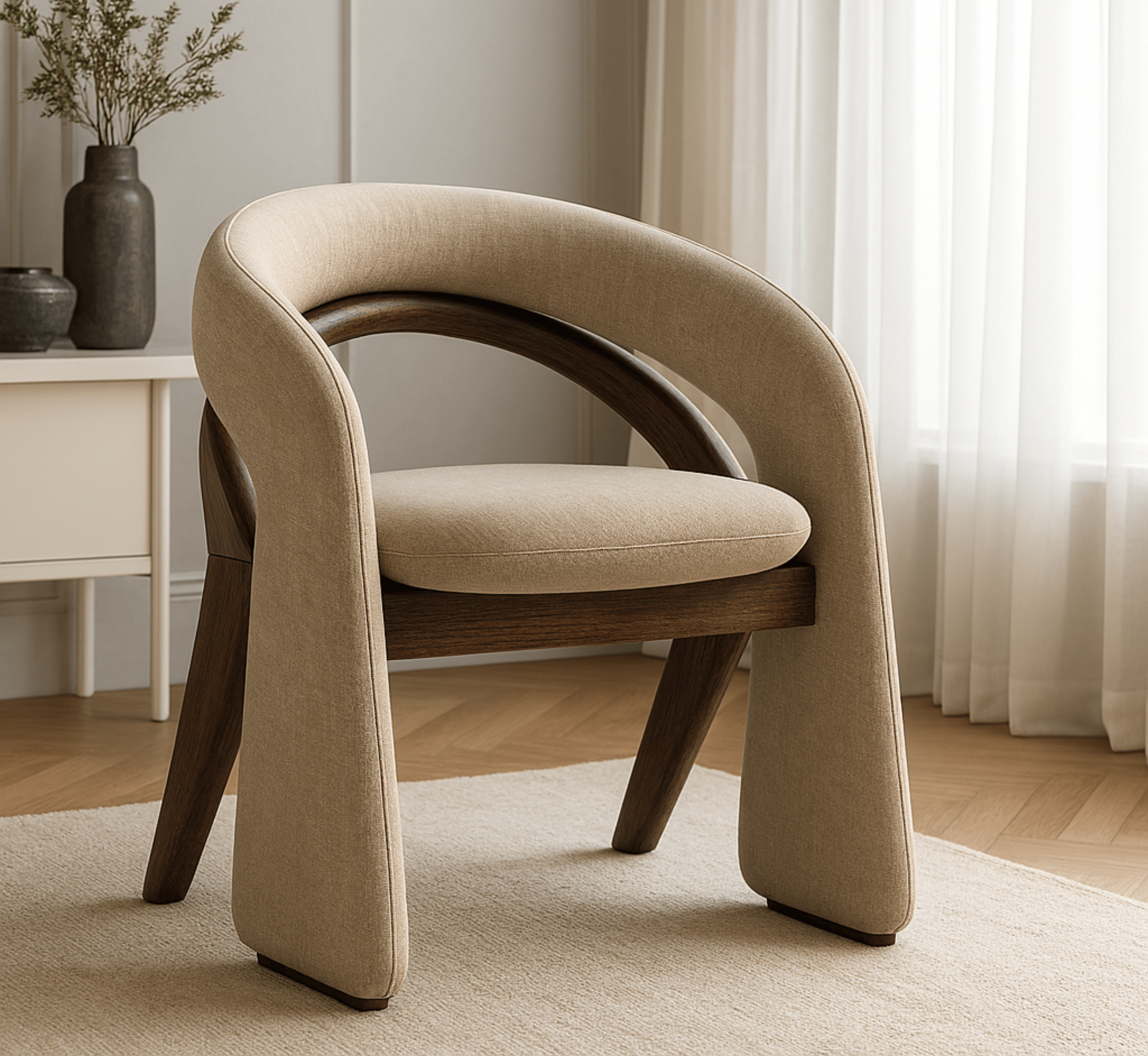 Gharaana Armchairs Ramya Wooden Plush Armchair