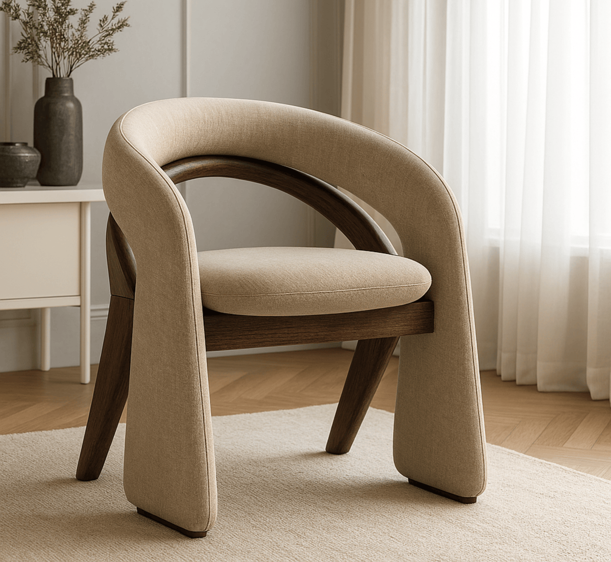 Gharaana Armchairs Ramya Wooden Plush Armchair