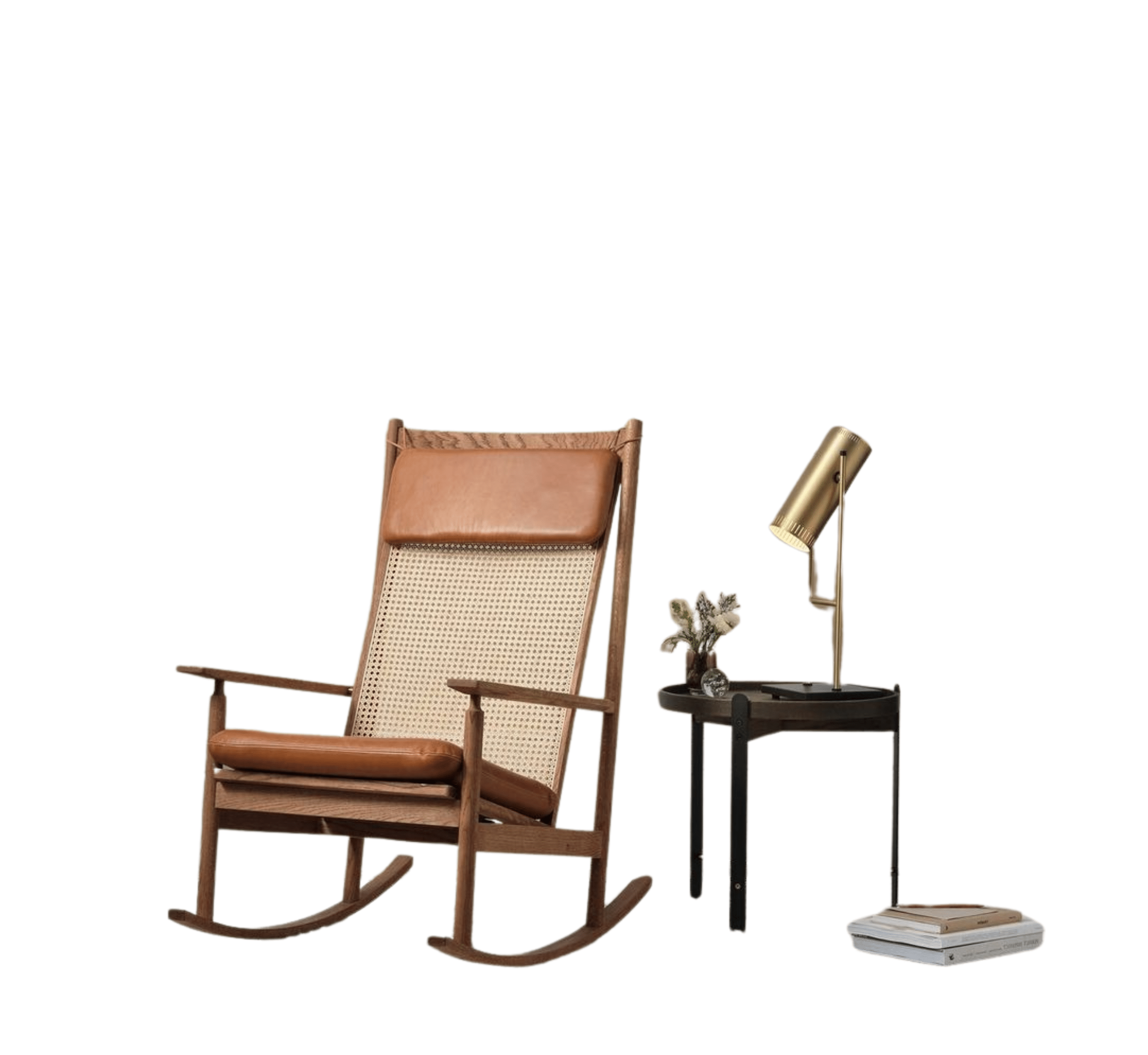Gharaana Armchairs Raya Leather Rocking Chair