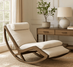 Gharaana Armchairs Snooze Wooden Plush Rocking Armchair