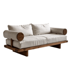 Gharaana Armchairs Swiss Wooden Plush 2-Seater Sofa