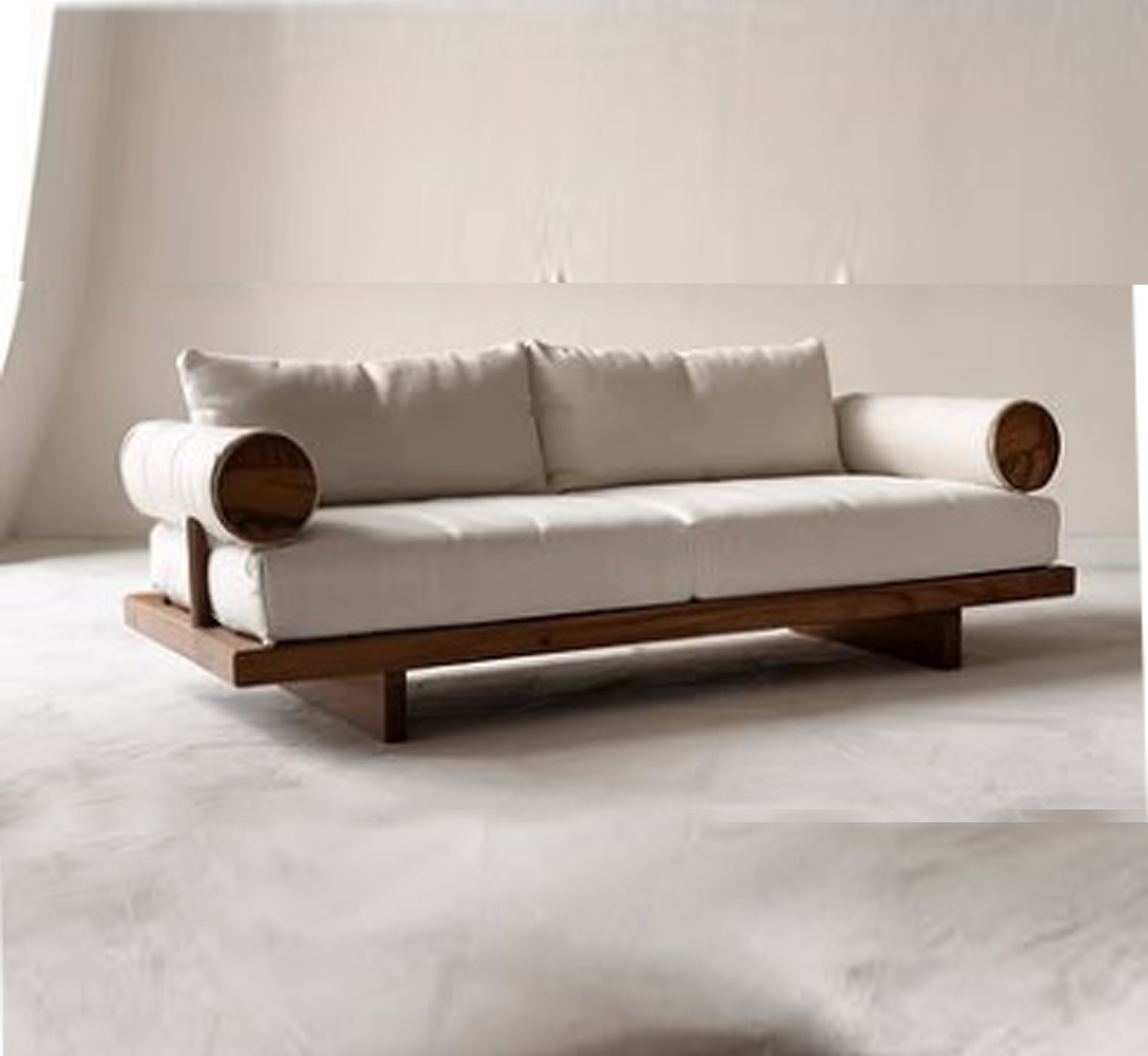 Gharaana Armchairs Swiss Wooden Plush 2-Seater Sofa
