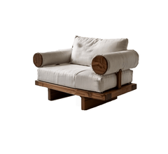 Gharaana Armchairs Swiss Wooden Plush Armchair