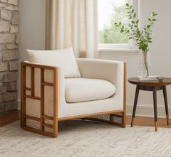 Gharaana Armchairs Veda Wooden Upholstered Armchair