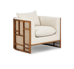 Gharaana Armchairs Veda Wooden Upholstered Armchair