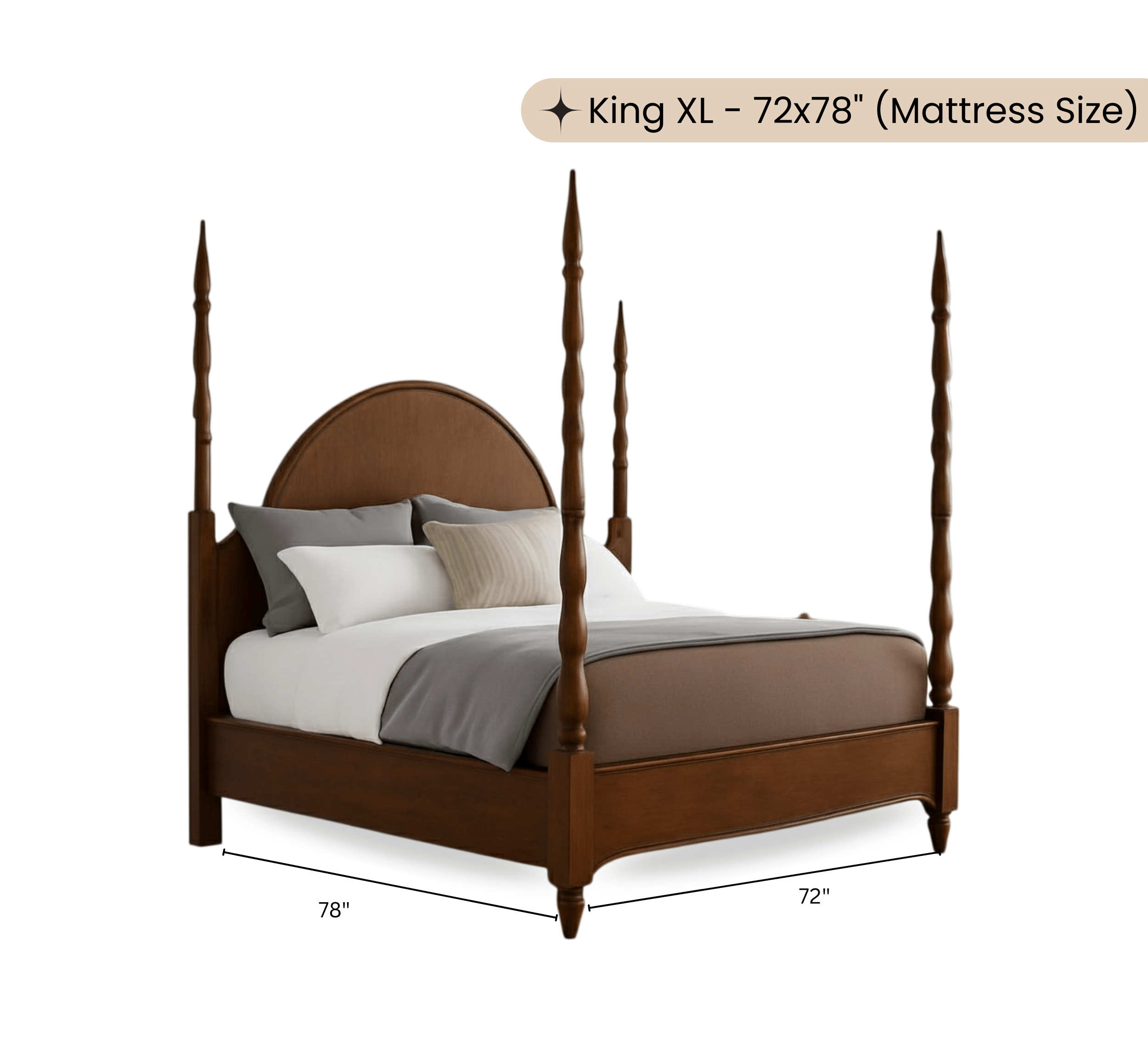 Gharaana Beds Anaya 100% Solid Wood Poster Bed