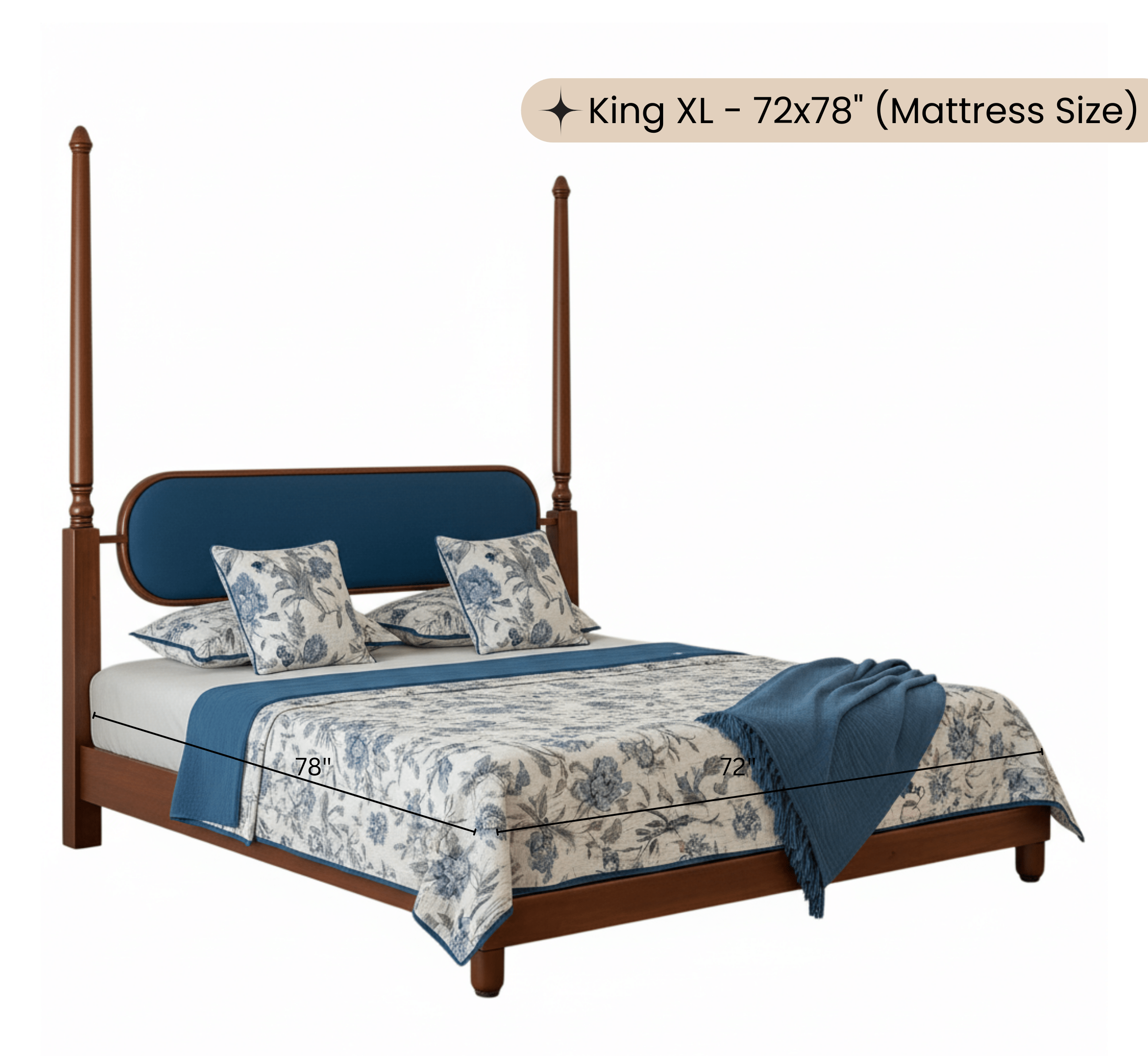Gharaana Beds Aqua 100% Solid Wood Bed