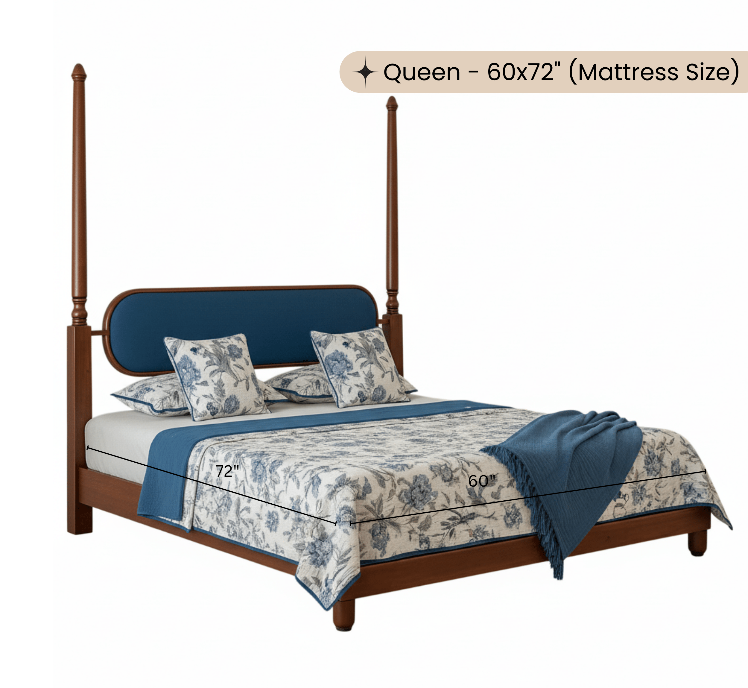 Gharaana Beds Aqua 100% Solid Wood Bed
