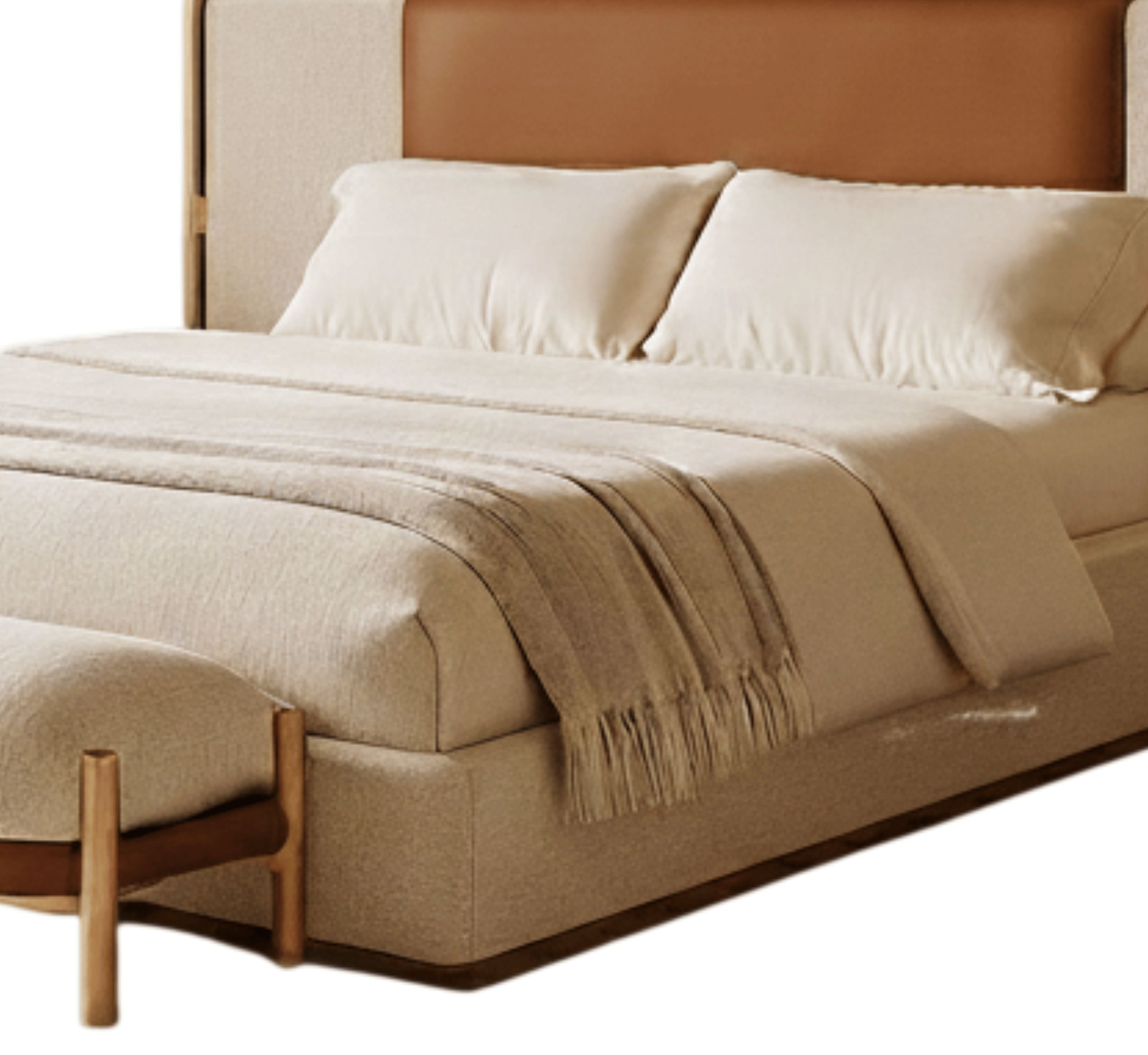Gharaana Beds Avo 100% Solid Wood Upholstered Bed