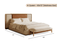 Gharaana Beds Avo 100% Solid Wood Upholstered Bed