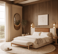 Gharaana Beds Avo 100% Solid Wood Upholstered Bed