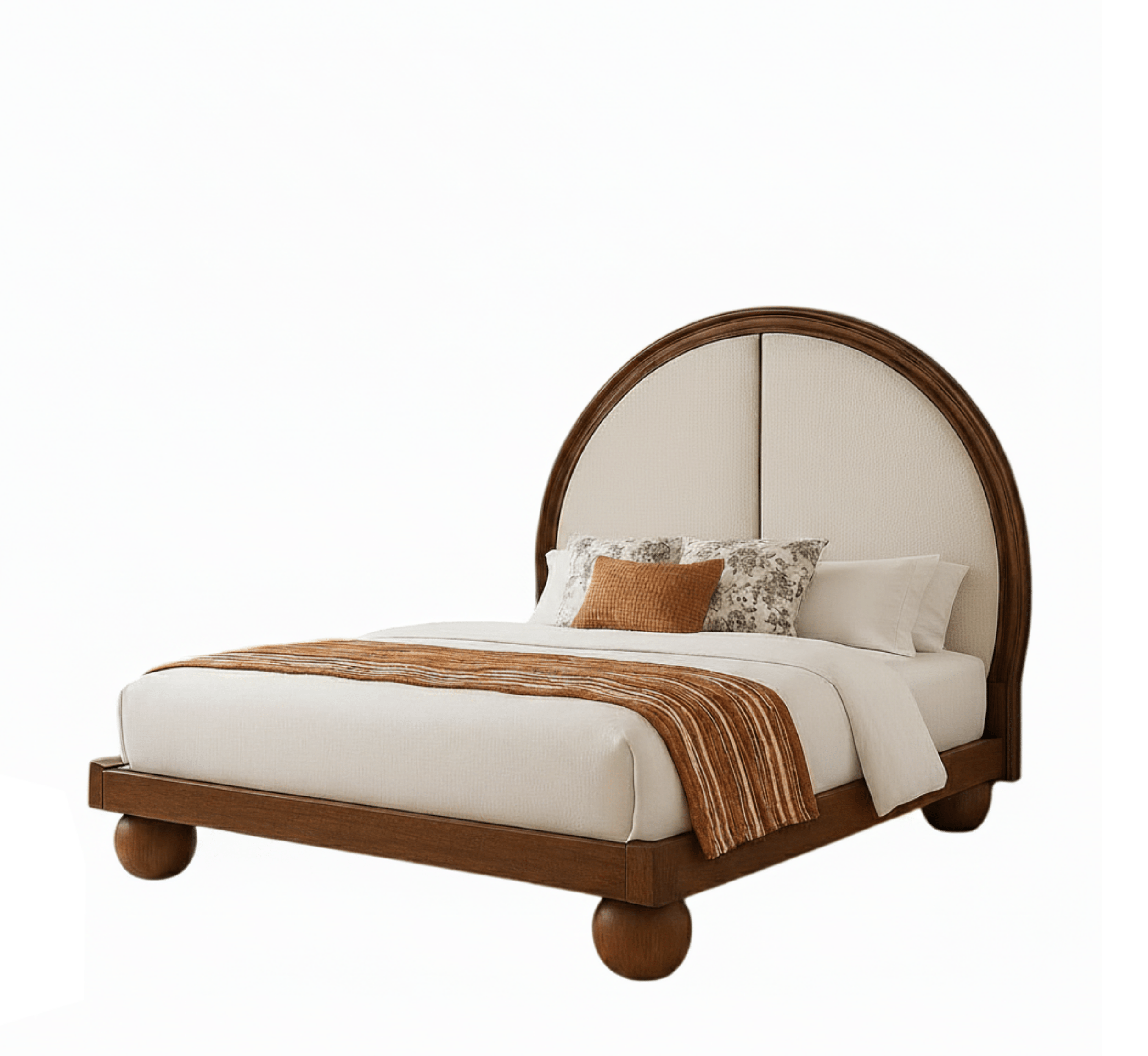 Gharaana Beds Bulaq 100% Solid Wood Upholstered Bed