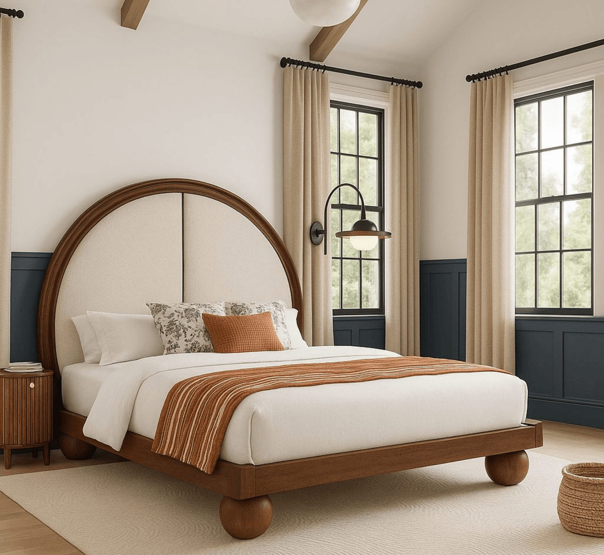 Gharaana Beds Bulaq 100% Solid Wood Upholstered Bed