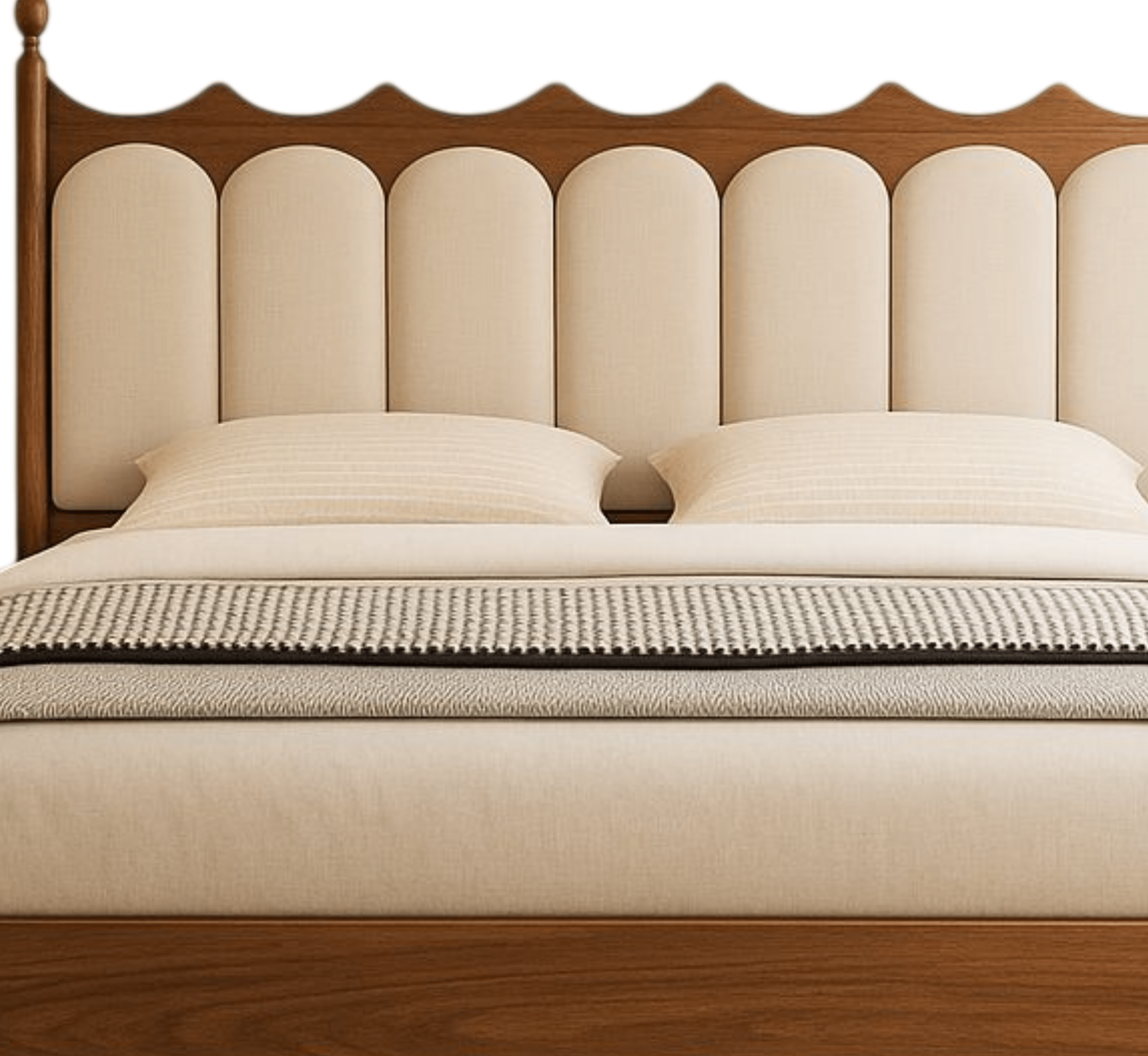 Gharaana Beds Ellora 100% Solid Wood Upholstered Bed