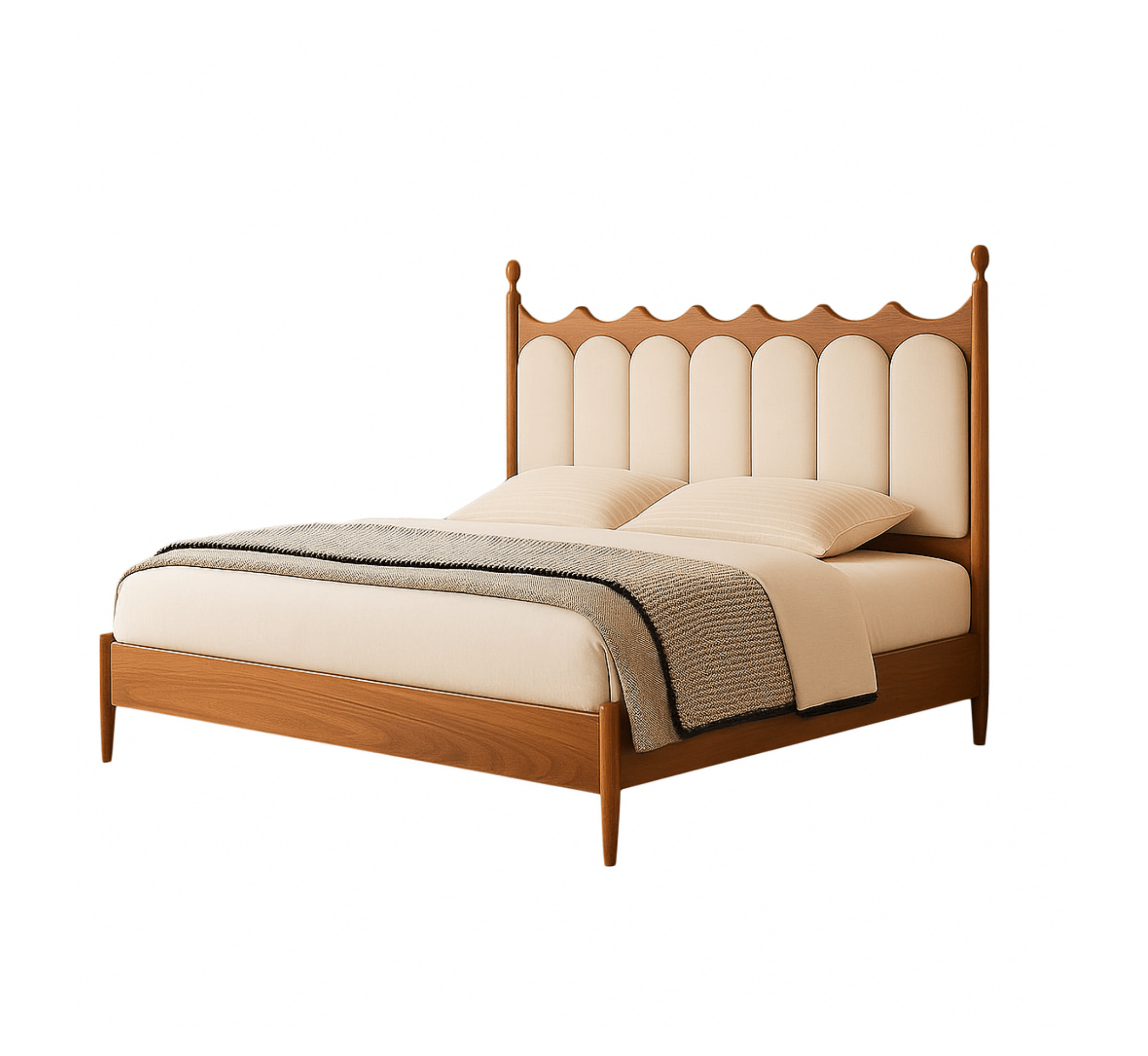 Gharaana Beds Ellora 100% Solid Wood Upholstered Bed