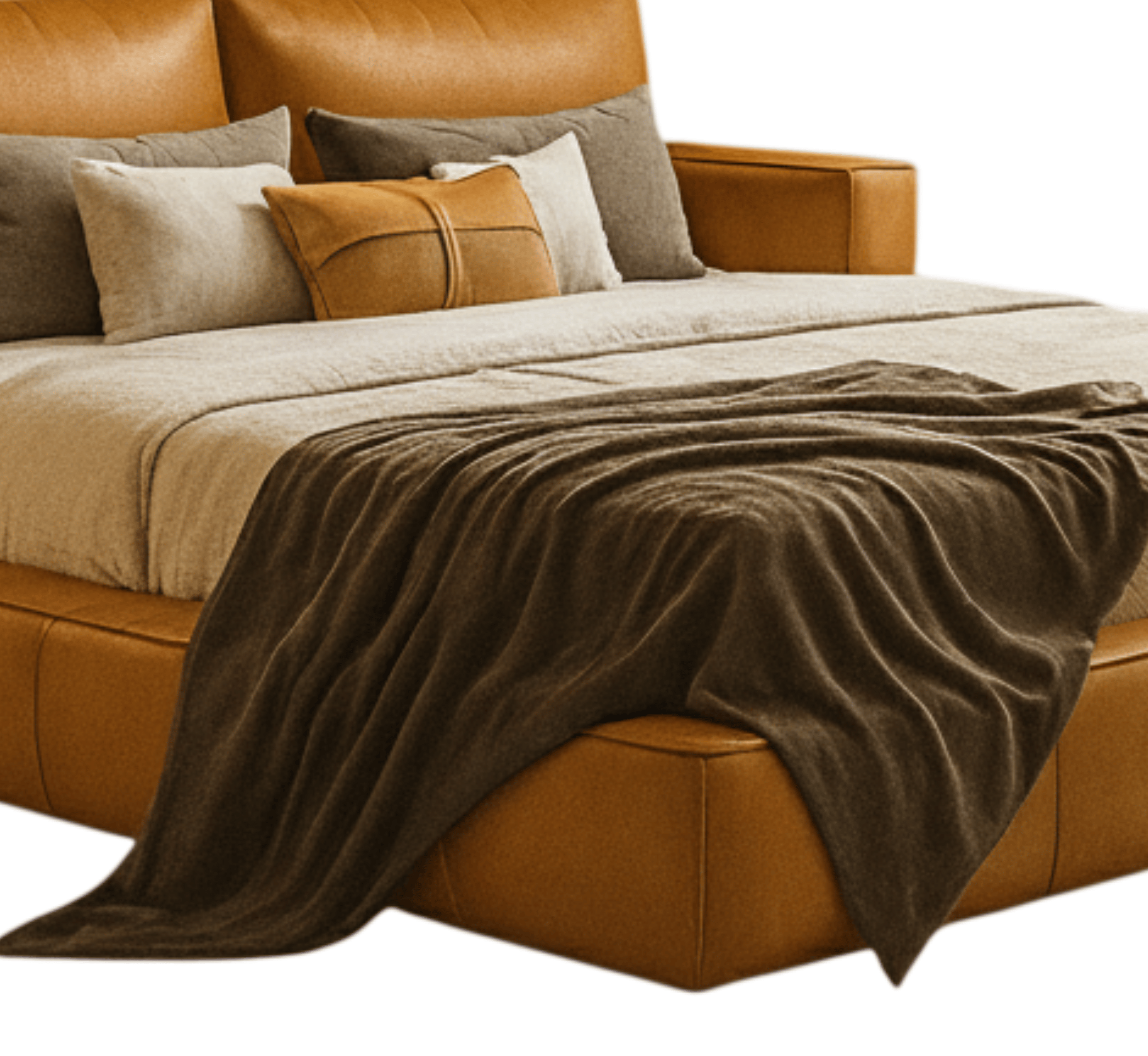 Gharaana Beds Harvey 100% Solid Wood Leatherette Bed