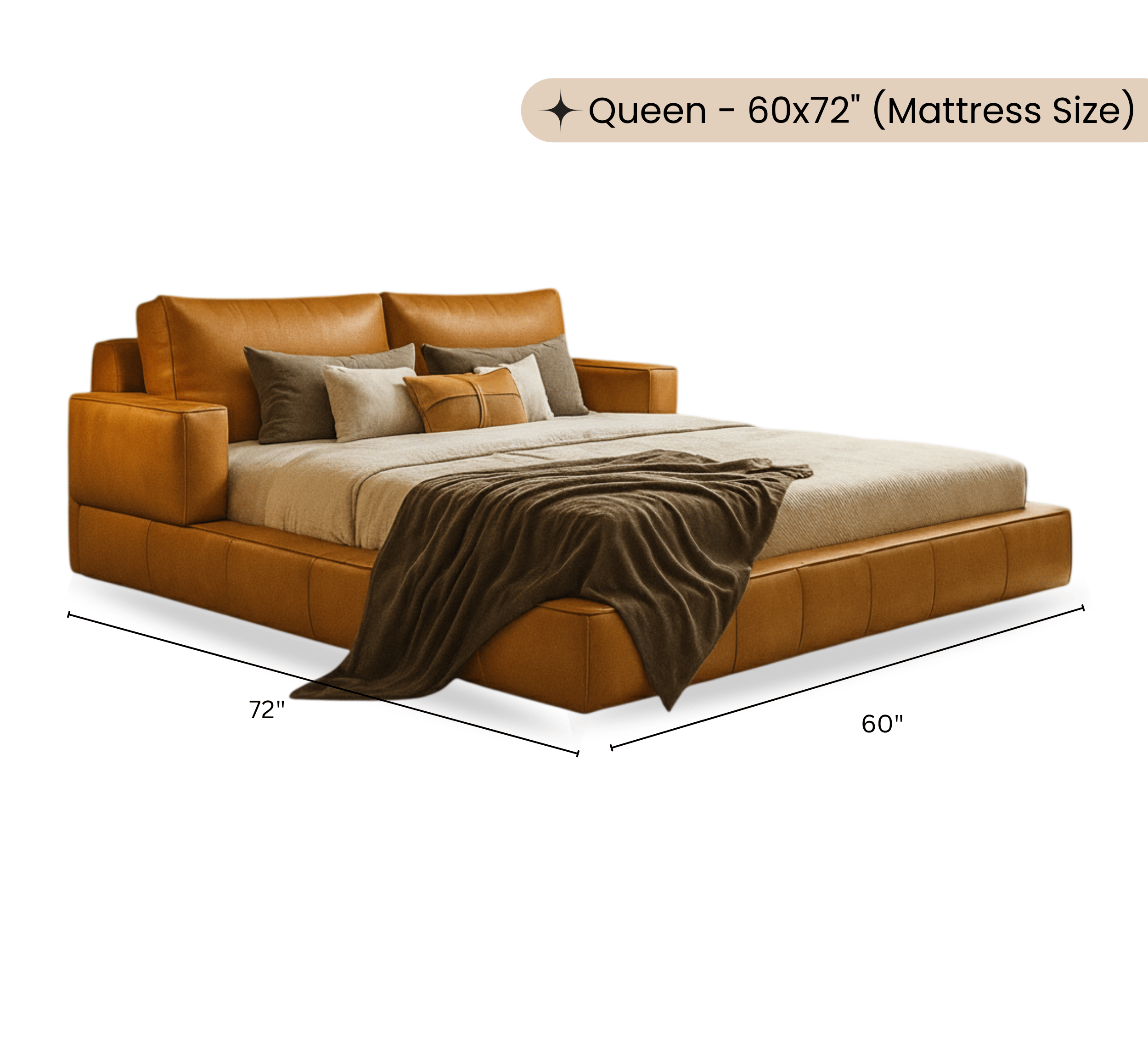 Gharaana Beds Harvey 100% Solid Wood Leatherette Bed