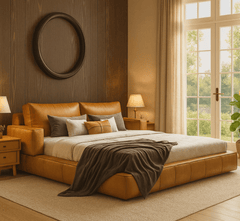 Gharaana Beds Harvey 100% Solid Wood Leatherette Bed