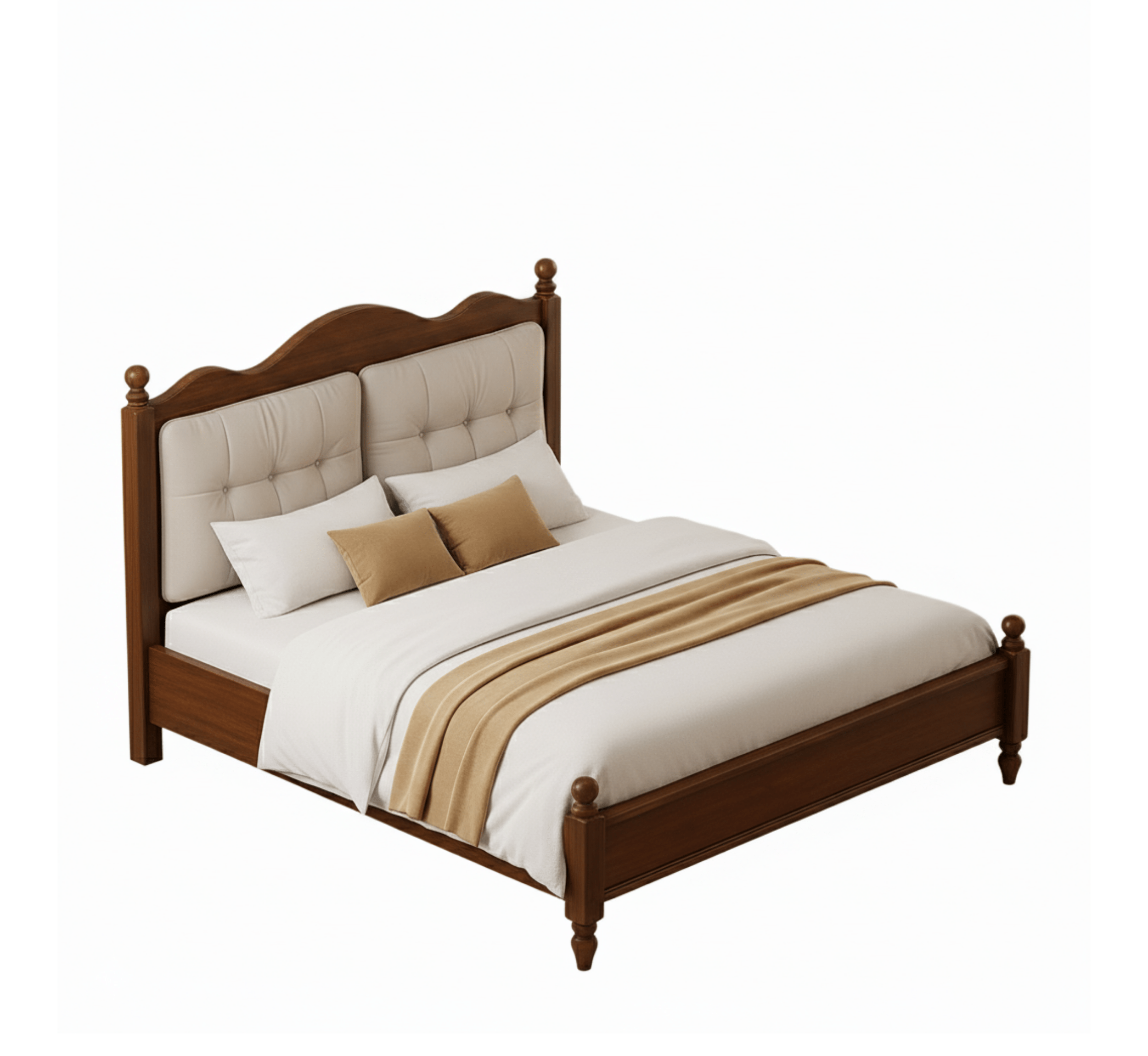 Gharaana Beds Hunar 100% Solid Wood Upholstered Bed