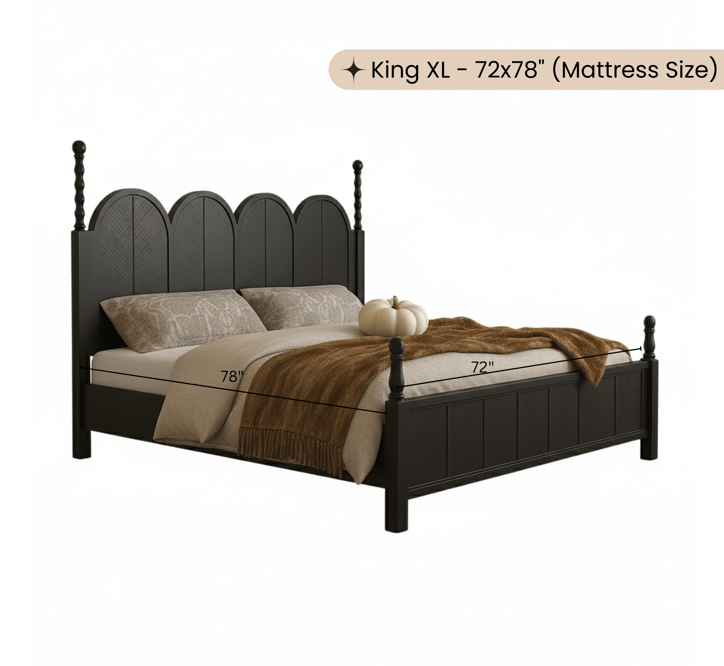 Gharaana Beds Kavya 100% Solid Wood Bed