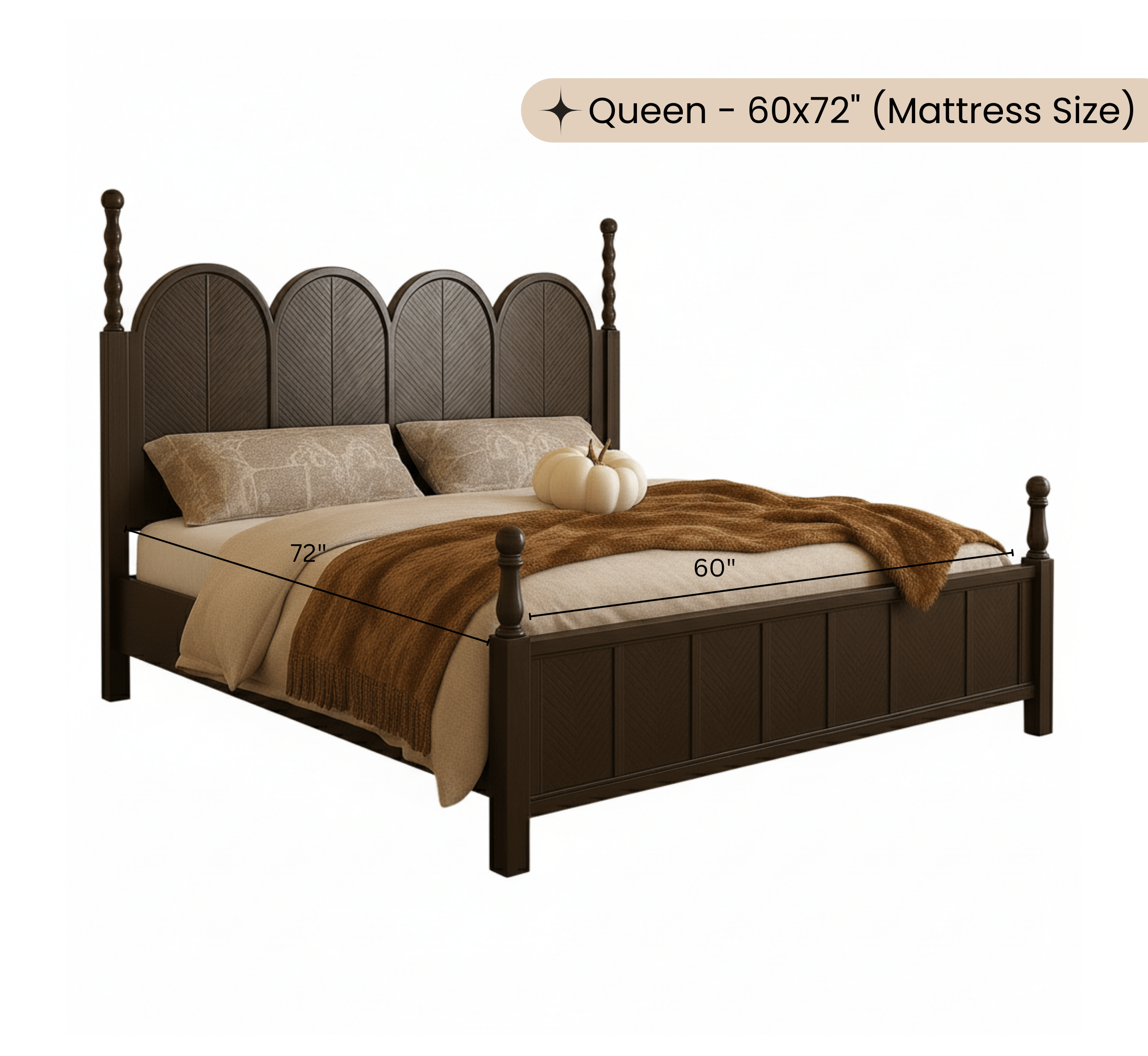 Gharaana Beds Kavya 100% Solid Wood Bed