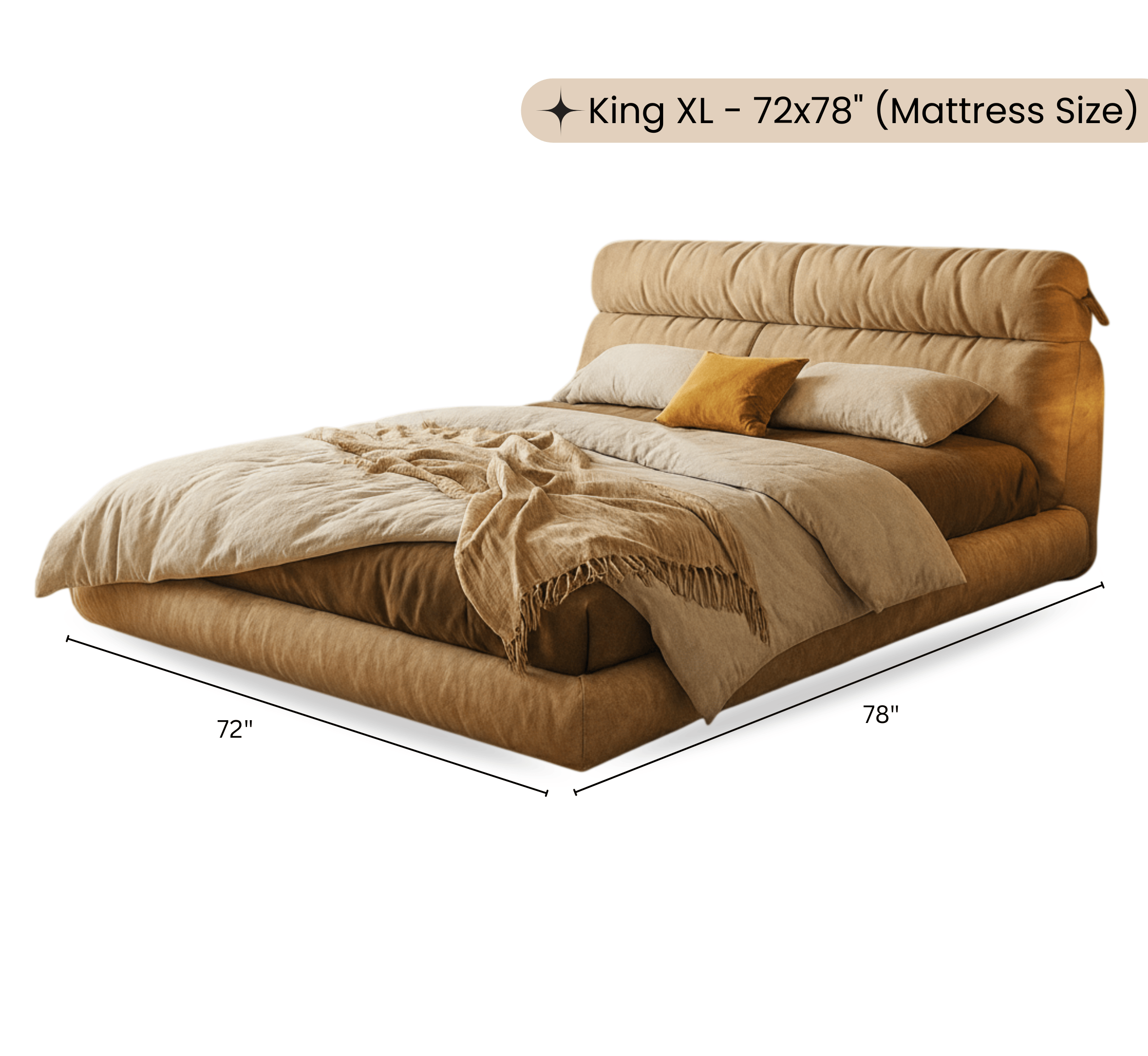 Gharaana Beds Lily 100% Solid Wood Upholstered Bed