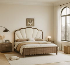Gharaana Beds Lisa 100% Solid Wood Upholstered Bed