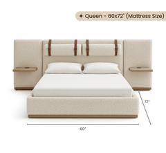 Gharaana Beds Miso 100% Solid Wood Upholstered Bed