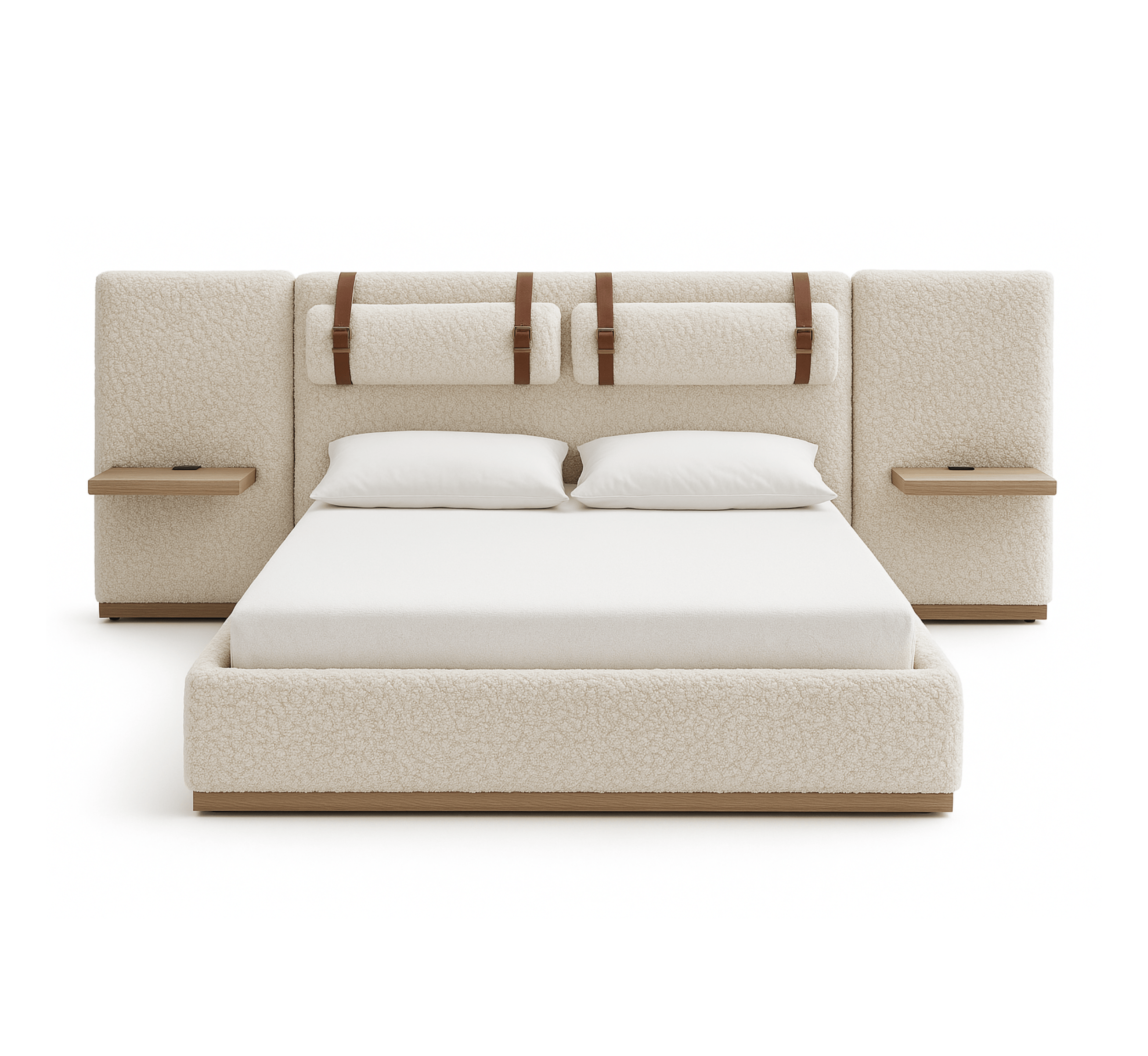 Gharaana Beds Miso 100% Solid Wood Upholstered Bed