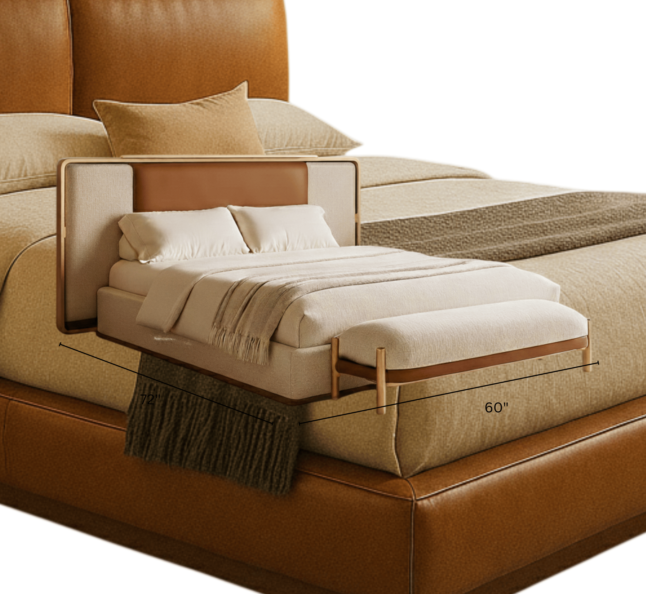 Gharaana Beds Plum 100% Solid Wood Leatherette Bed