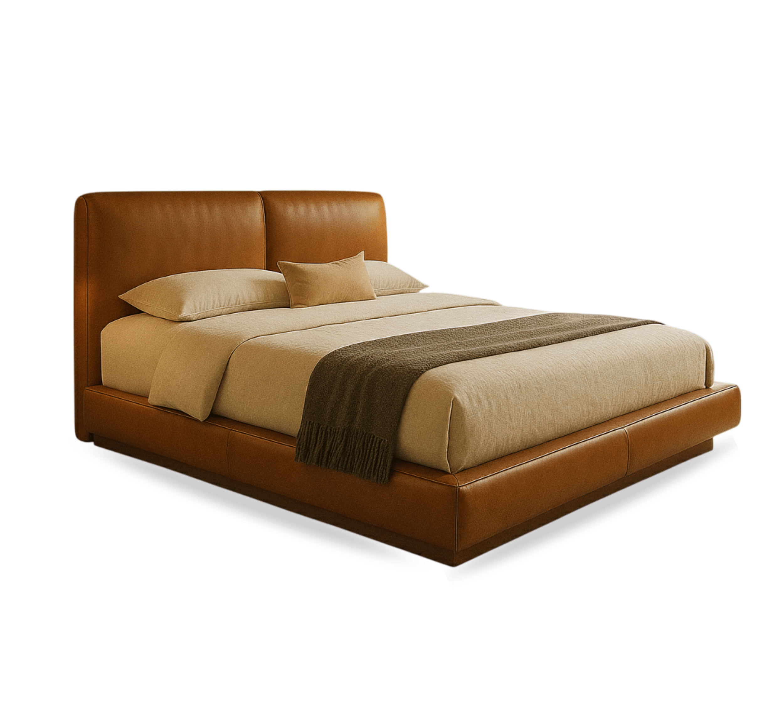 Gharaana Beds Plum 100% Solid Wood Leatherette Bed