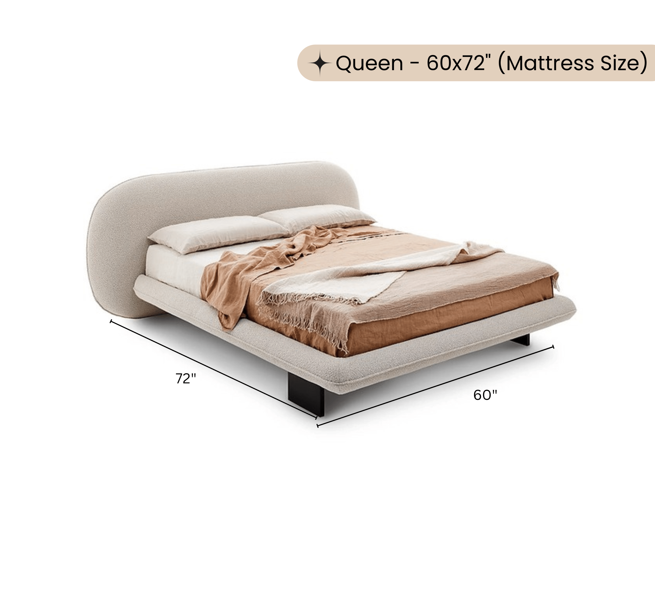 Gharaana Beds Plush 100% Solid Wood Upholstered Bed