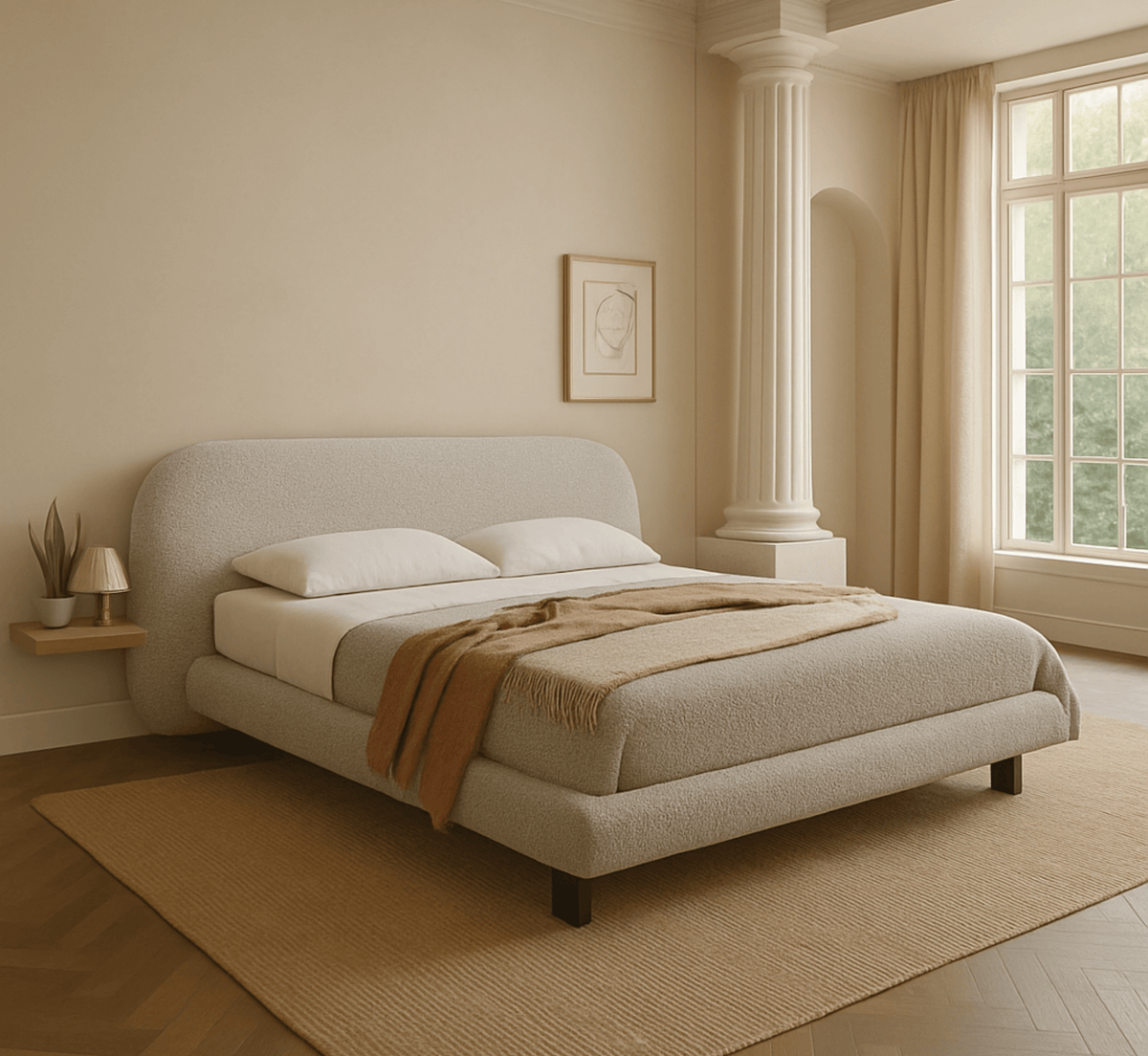 Gharaana Beds Plush 100% Solid Wood Upholstered Bed