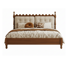 Gharaana Beds Sevilla 100% Solid Wood Upholstered Bed