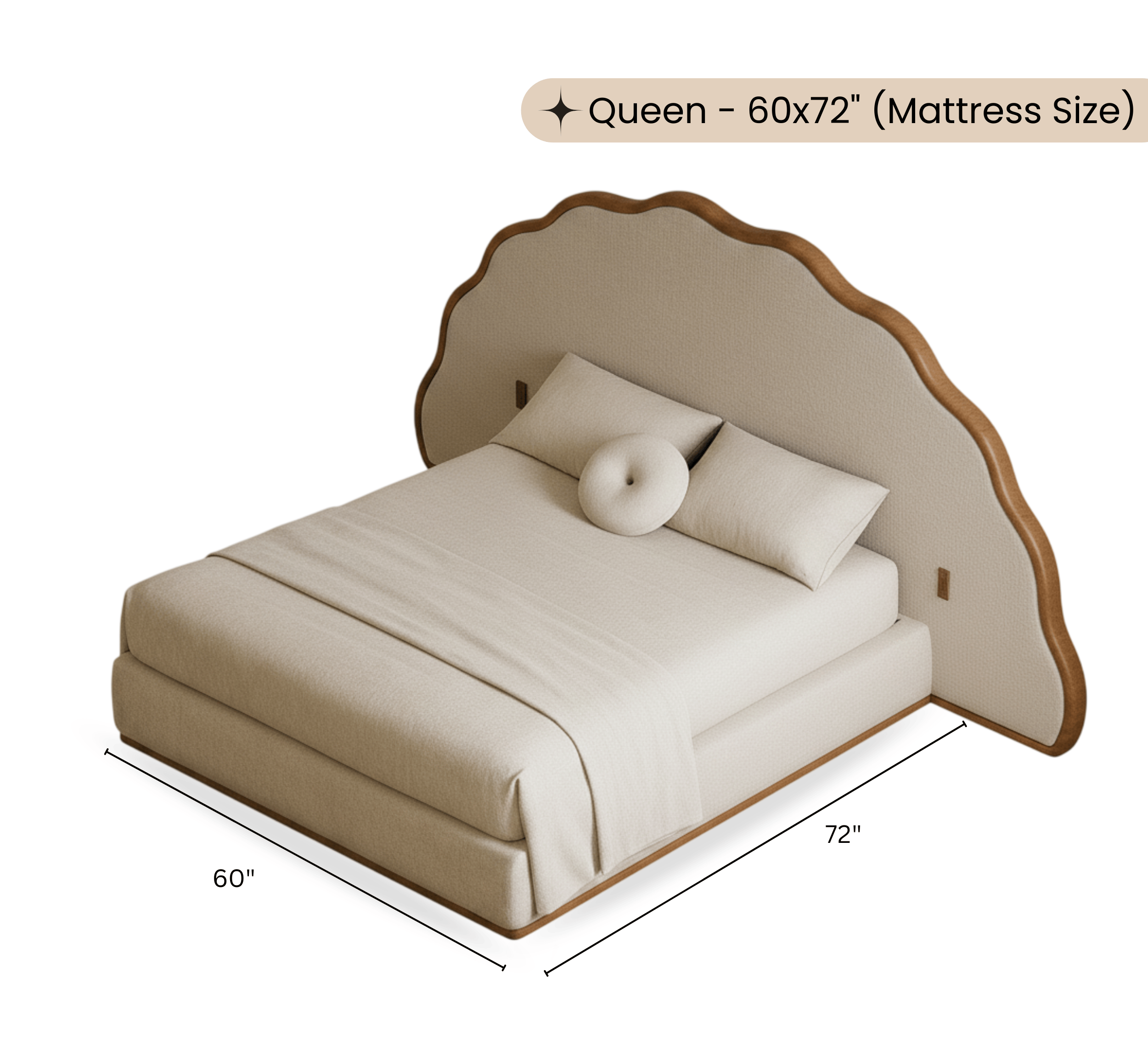 Gharaana Beds Tara 100% Solid Wood Upholstered Bed