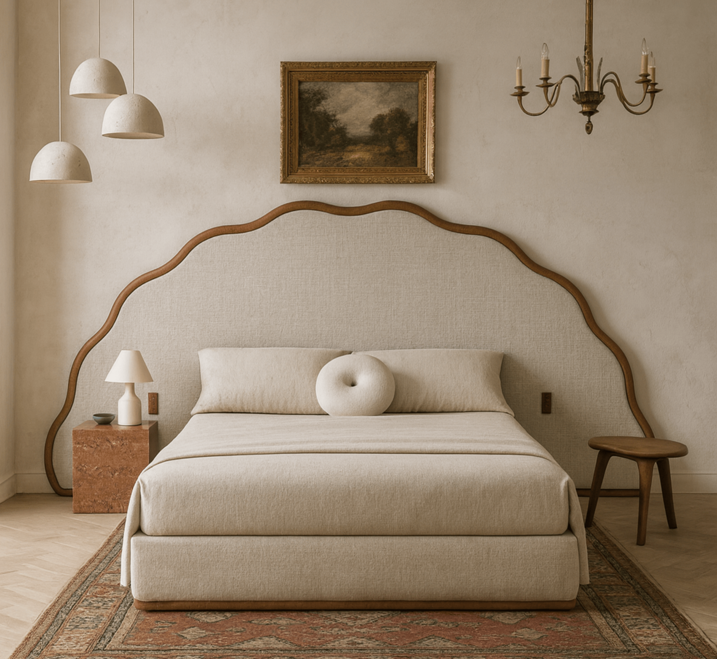 Gharaana Beds Tara 100% Solid Wood Upholstered Bed