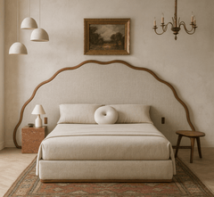 Gharaana Beds Tara 100% Solid Wood Upholstered Bed