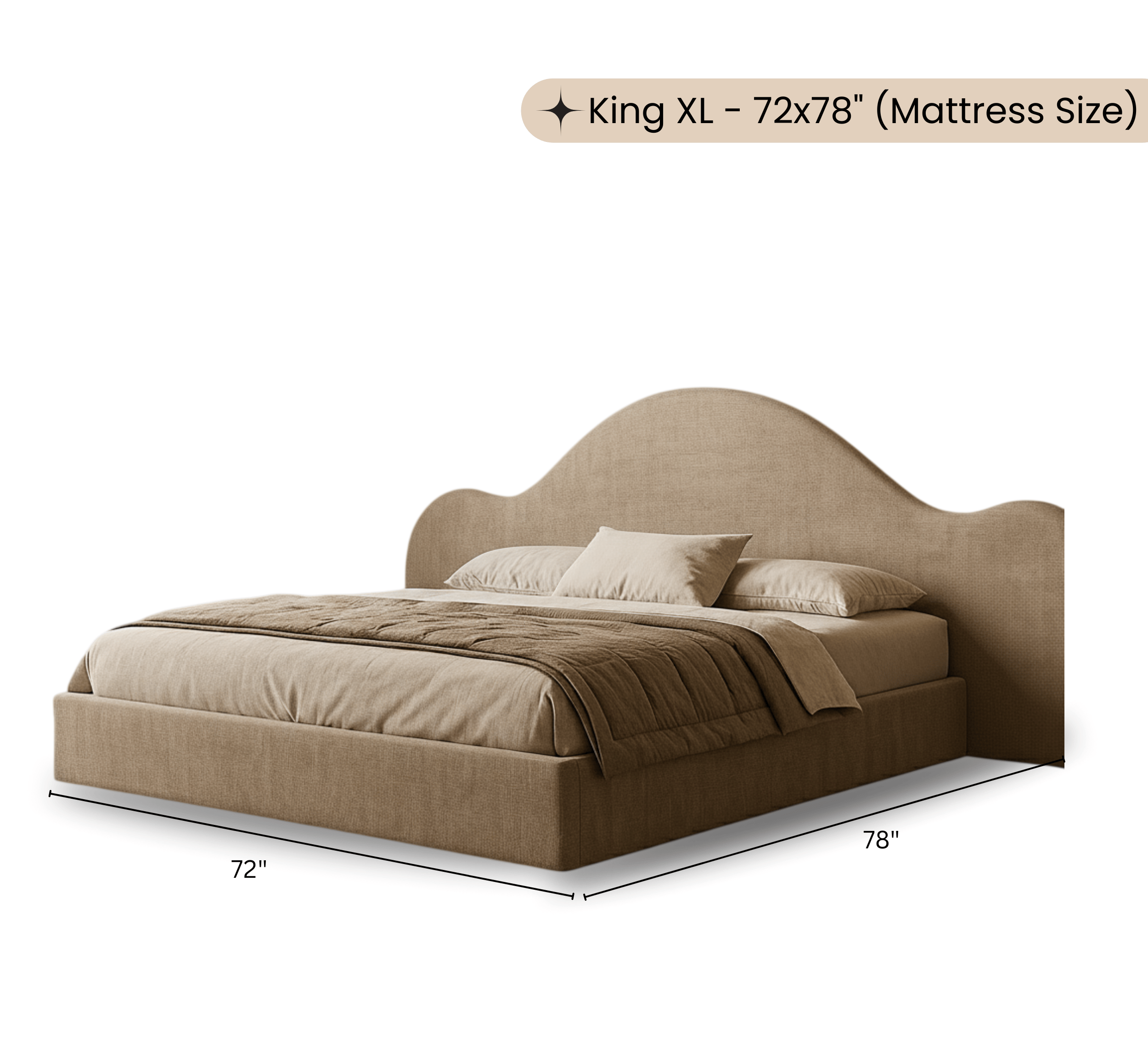 Gharaana Beds Uru 100% Solid Wood Upholstered Bed