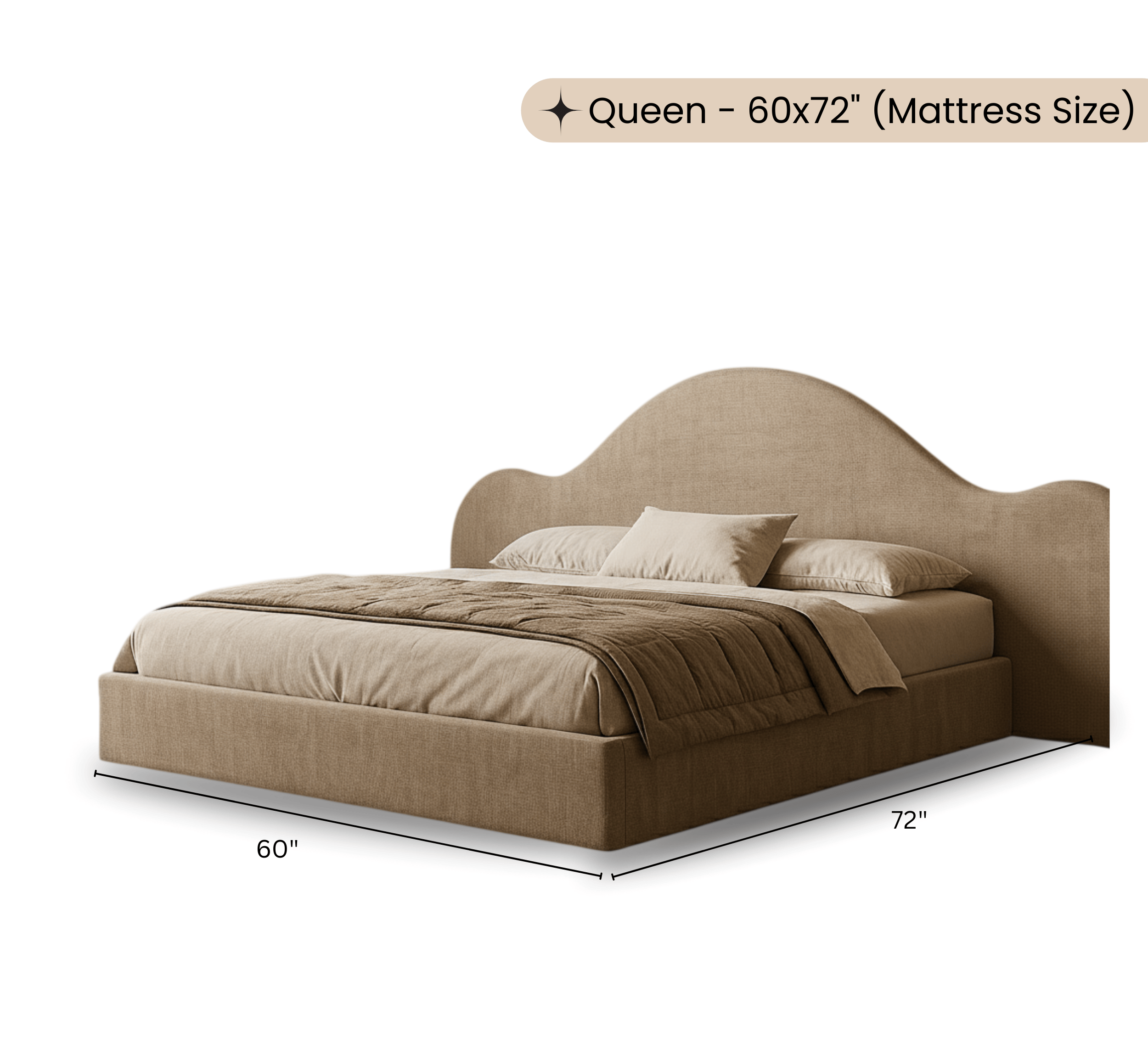 Gharaana Beds Uru 100% Solid Wood Upholstered Bed