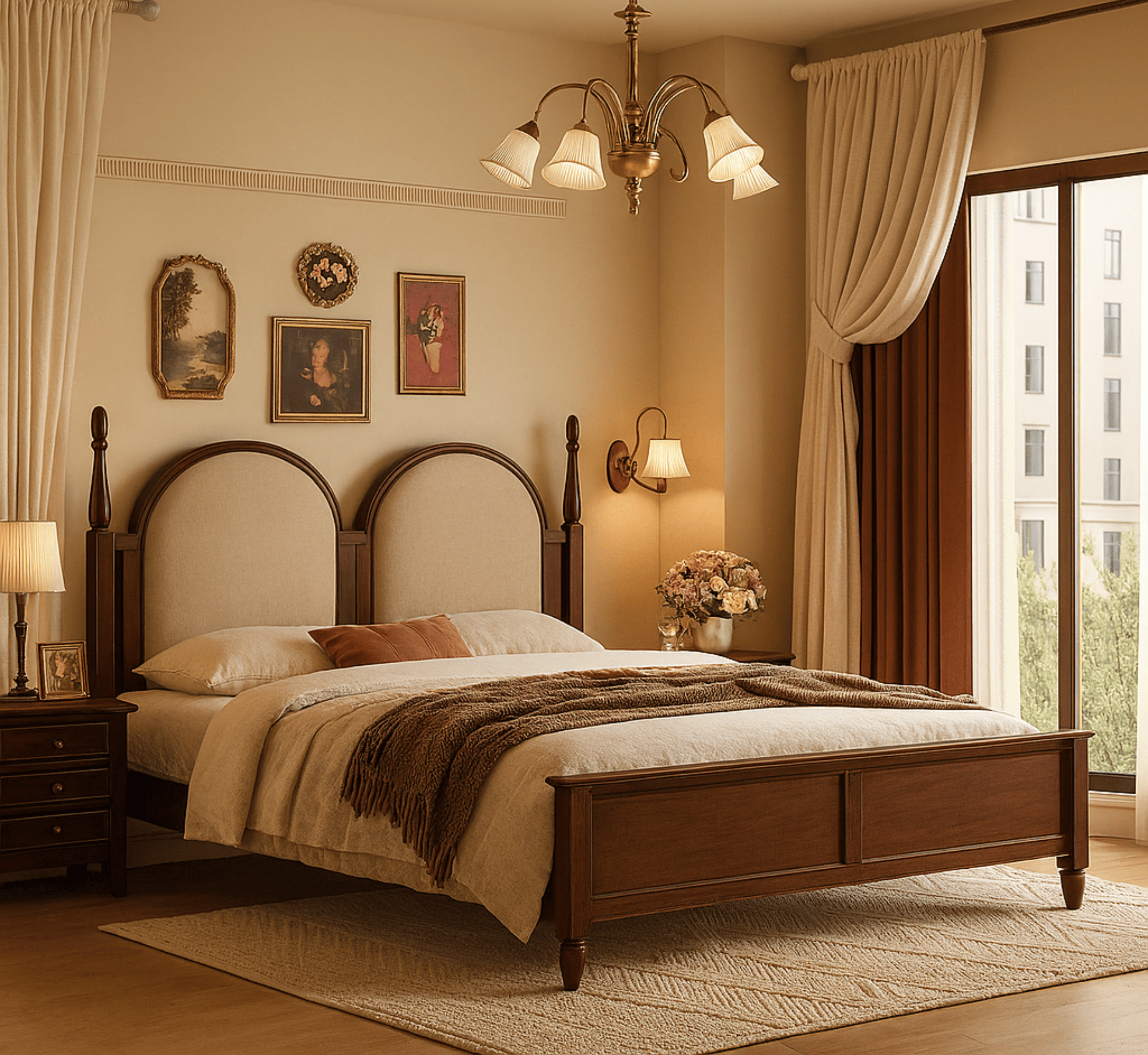 Gharaana Beds Vyas 100% Solid Wood Upholstered Bed